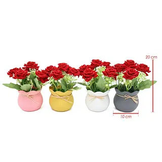 Maceta De Rosas Artificiales