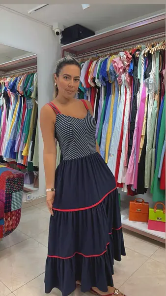 Vestido Largo Azul Marino – Estilo Casual Elegante