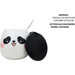 Pocillo De Oso Panda Con Tapa Incluida