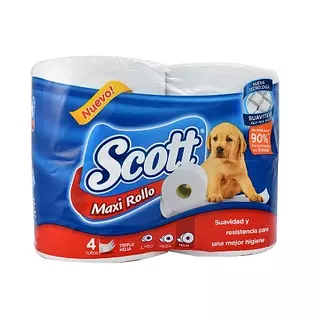 Papel Higienico Scott Maxirrollo 3 Hojas x 4 Rollos