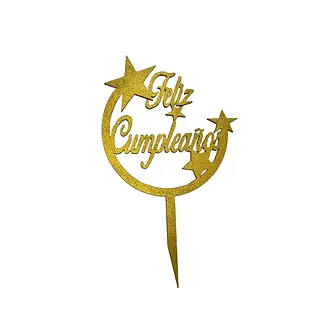 Topper Decorativo Feliz Cumpleaños En Luna Con Estrella