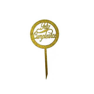 Topper Decorativo Feliz Cumpleaños Cursivo En Circulo