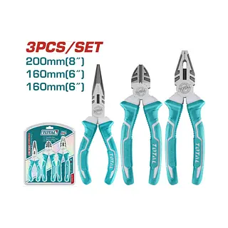 Juego De Alicates Punta Larga + Cortafrio + Alicate Total