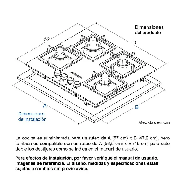 Cubierta Sq6762 Ae Serie Cristal Squadra 4 Puestos – Vidrio