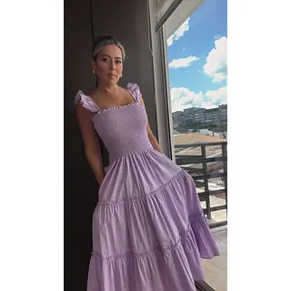Vestido Largo Lila Con Tiras Finas