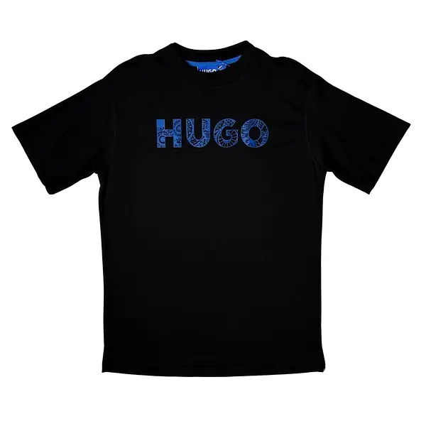 Camiseta Negra Talla L Con Diseño Azul Hugo Boss