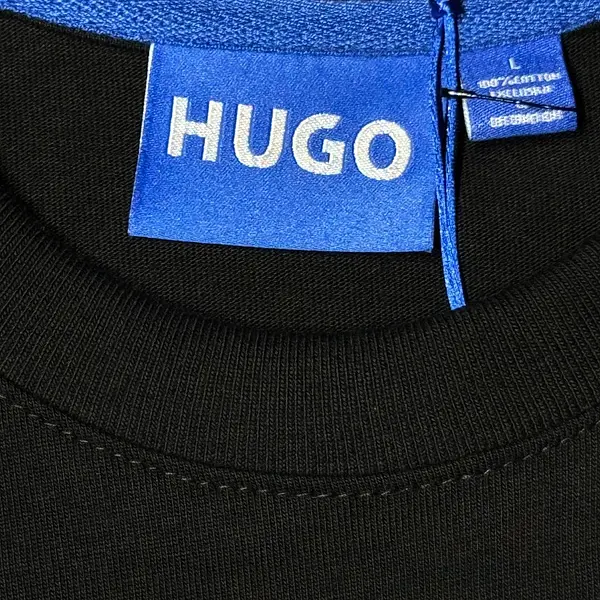 Camiseta Negra Talla L Con Diseño Azul Hugo Boss