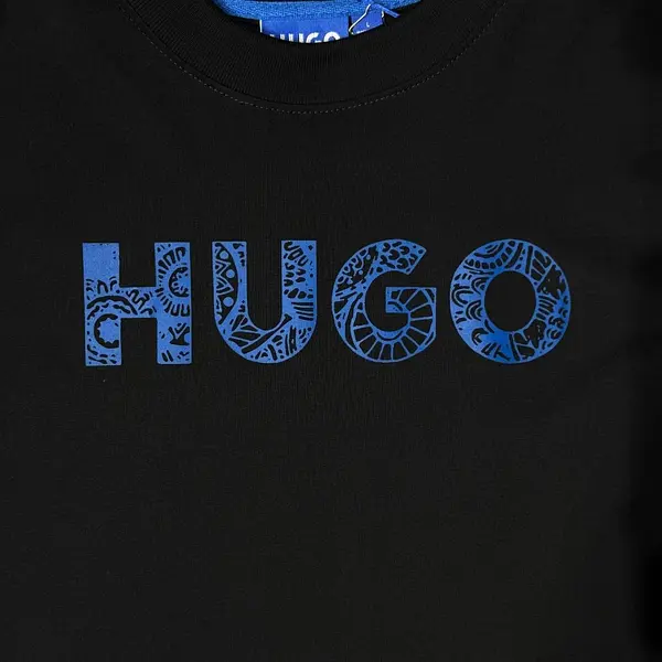 Camiseta Negra Talla L Con Diseño Azul Hugo Boss
