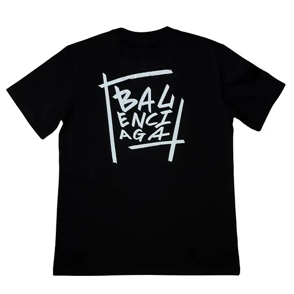 Camiseta Negra Talla L Con Estampado Balenciaga