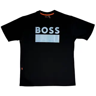 Camiseta Negra Talla Xl Con Estampado Boss Azul