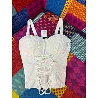 Blusa Tipo Corset Bordado Blanco Marfil