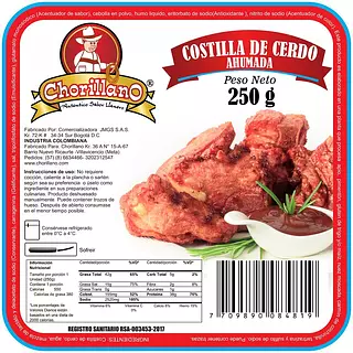 Costilla De Cerdo Ahumada Chorillanos 250 G