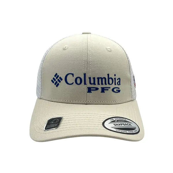 Gorra Columbia Beige Letras Azules