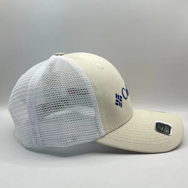 Gorra Columbia Beige Letras Azules