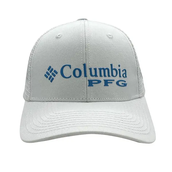 Gorra Columbia Blanca Letras Azul Cielo