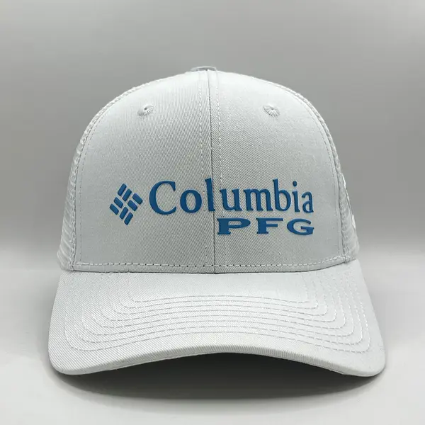 Gorra Columbia Blanca Letras Azul Cielo