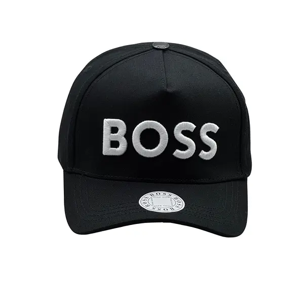 Gorra Negra Boss Bordado En Blanco
