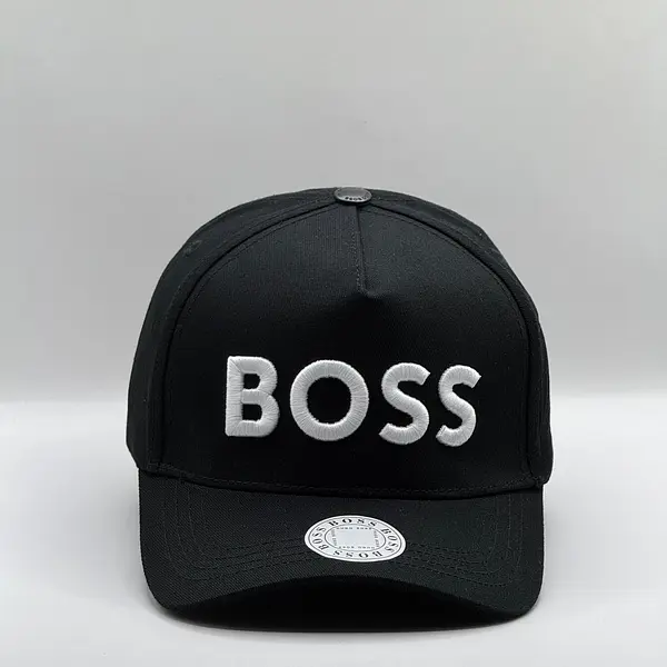 Gorra Negra Boss Bordado En Blanco