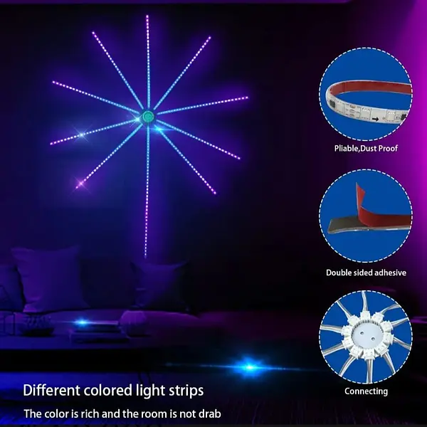 Luz Led Fuegos Artificiales Estrella Control Bluetooth Wifi