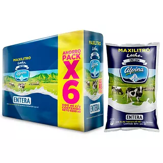 Leche Entera Alpina (Maxiltro) 1100 Ml X 6 Und