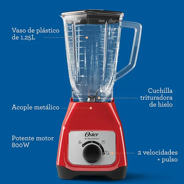 Licuadora Oster Kaliman Vaso Plástico Roja 8406