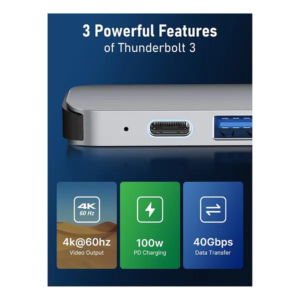 Adaptador Hdmi Thunderbolt 4k Usb 3.0 Mosible-C Hub 7 In 1