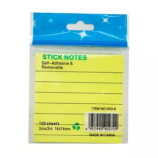 Post It 100 Hojas Notes Rayado 75x75mm
