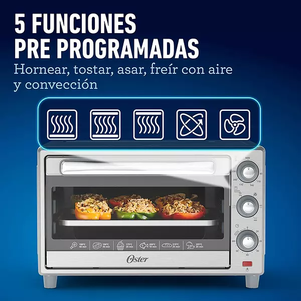 Horno Tostador Y Freidora De Aire Oster 25 Lt Plateado 3645