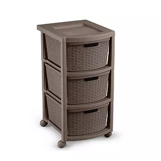 Cajonero Rimax Apariencia Rattan 3 Gavetas Altas Mocca