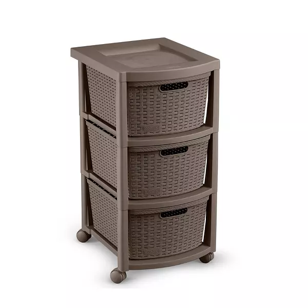 Cajonero Rimax Apariencia Rattan 3 Gavetas Altas Mocca